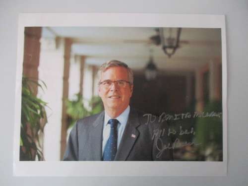 AUTOGRAPHED / SIGNED - JEB BUSH SON OFGEORGE BUSH AND GOVERNOR A4 SIZE