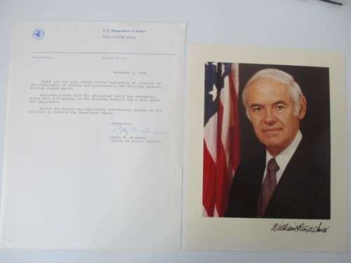 AUTOGRAPHED / SIGNED -  ATTORNEY GENERAL WILLIAM FRENCH SMITH A4 SIZE
