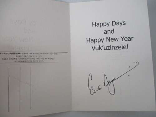AUTOGRAPHED / SIGNED - PIETER DIRK UYS AS EVITA  SIGNED CARD