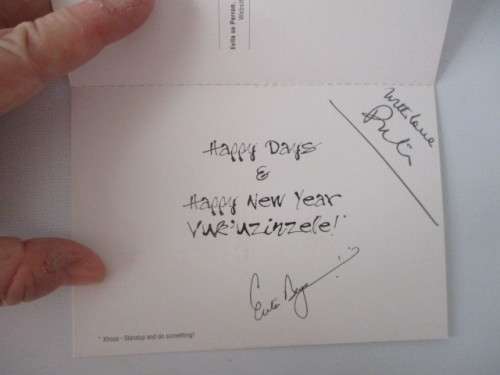 AUTOGRAPHED / SIGNED - PIETER DIRK UYS AS EVITA  SIGNED CARD