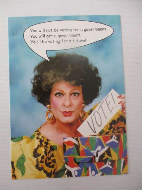 AUTOGRAPHED / SIGNED - PIETER DIRK UYS AS EVITA  SIGNED CARD