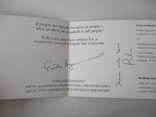 AUTOGRAPHED / SIGNED - PIETER DIRK UYS AS EVITA  SIGNED CARD