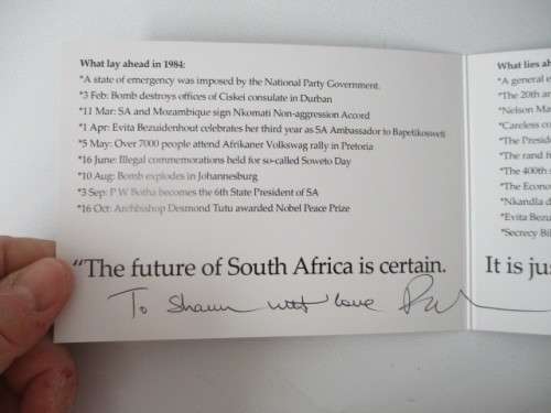 AUTOGRAPHED / SIGNED - PIETER DIRK UYS AS EVITA  SIGNED CARD