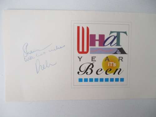 AUTOGRAPHED / SIGNED - PIETER DIRK UYS AS EVITA  SIGNED CARD -  NOTE MANDELA