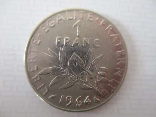 FRANCE  1 FRANC  COIN - 1964  - ERROR COIN S MISSING IN  FRANCAISE