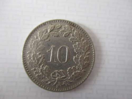 SWITZERLAND 10 RAPPEN COIN  - 1955