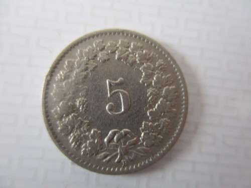 SWITZERLAND 5 RAPPEN  COIN -  1946