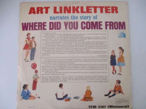 VINTAGE LP ART LINKLETTER WHERE DID YOU COME FROM - LOVELY CONDITION