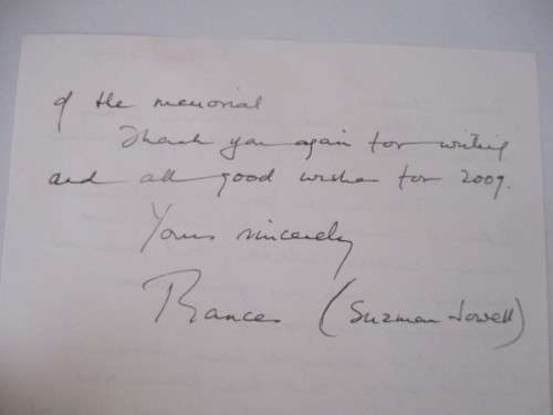 HANDWRITTEN LETTER - ACTIVIST  POLITICIAN HELEN SUZMAN DEATH  MEMORIAL BY DAUGHTER