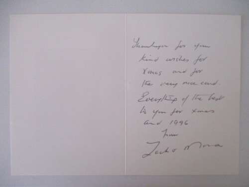 AUTOGRAPHED / SIGNED - ZACH AND MONA DE DEER - CHRISTMAS CARD