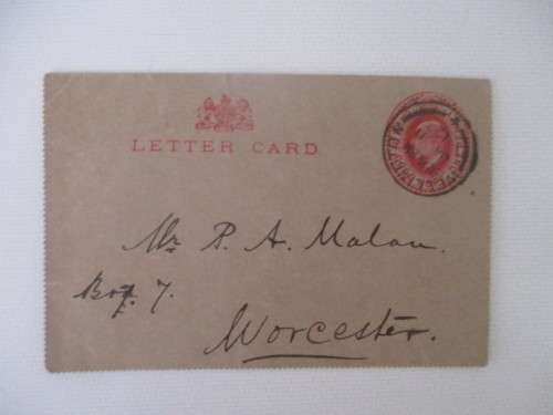 ANTIQUE LETTER CARD  GRAN OF TINIE VORSTER FROM THE CAPE COLONY 1912