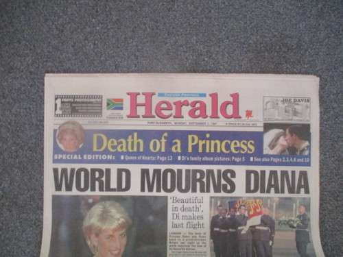 NEWSPAPER -  EASTERN PROVINCE HERALD - DEATH OF A PRINCESS - DIANA  1997
