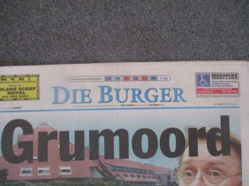 VINTAGE NEWSPAPER - DIE BURGER - GRUMOORD 2001  MARIKE DE KLERK