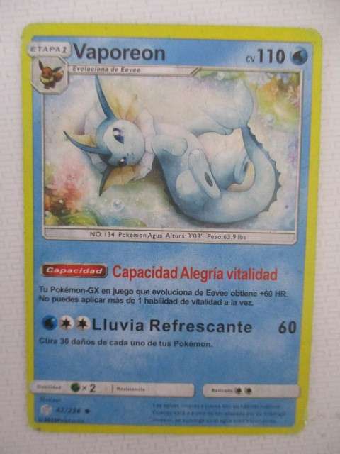 POKEMON - VAPOREON COSMIC ECLIPSE - CARD BIT WORN