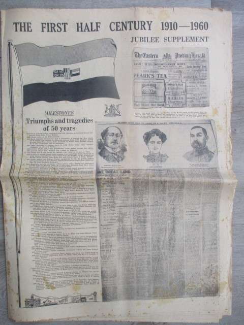 VINTAGE NEWSPAPER 1910-1960 THE FIRST HALF CENTURY - JUBILEE SUPPLEMENT