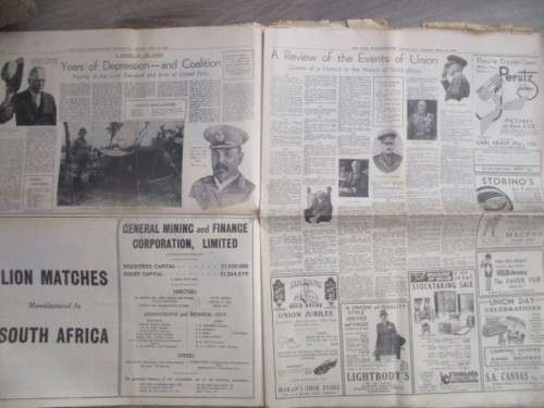 VINTAGE NEWSPAPER - THE JOHANNESBURGER / TRANSVAAL  25 YEARS OF THE UNION 1935