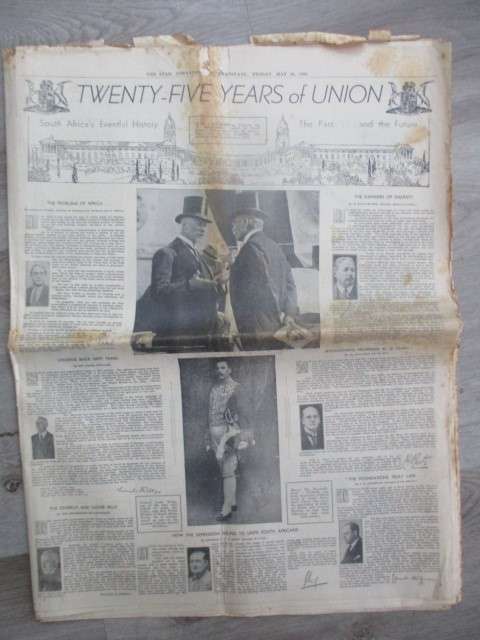 VINTAGE NEWSPAPER - THE JOHANNESBURGER / TRANSVAAL  25 YEARS OF THE UNION 1935