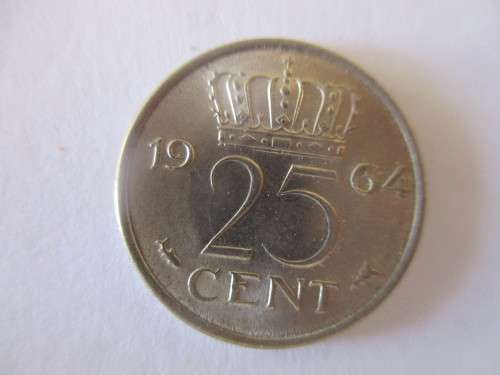 NETHERLANDS  - 25c  COIN  - 1964