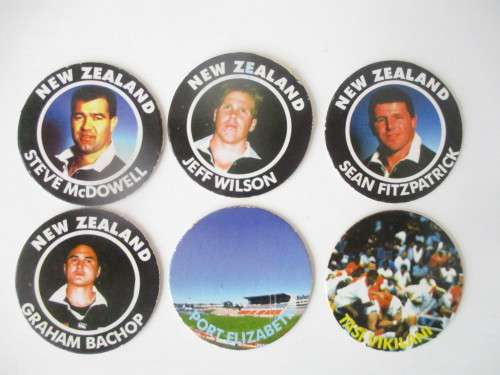 VINTAGE RUGBY TAZOS - NEW ZEALAND - 6 PIECES ARLENCO - 1995 WORLD CUP