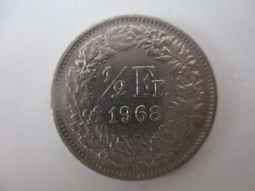 SWITZERLAND  -  1968  1/2 FRANC COIN
