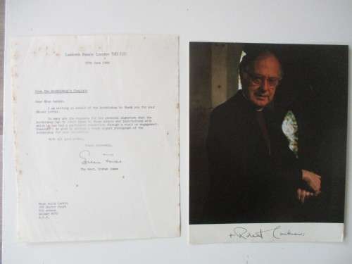 PRINTED AUTOGRAPH AND LETTER - ARCHBISOP ROBERT CONSTANCE WHO MARRIED  PRINCESS DIANA