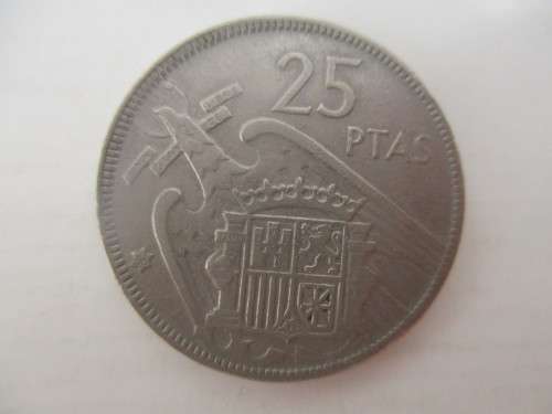 SPAIN 25 PESETAS 1957  LOVELY DETAIL