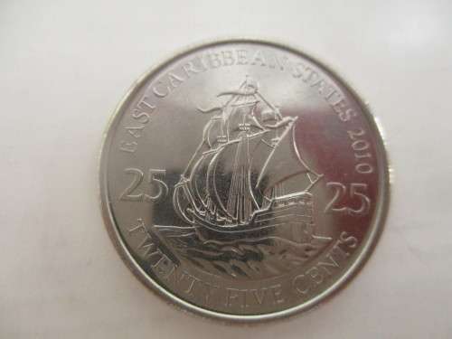 EAST CARIBBEAN  STATES 2010 25 CENTS UNC CONDITION