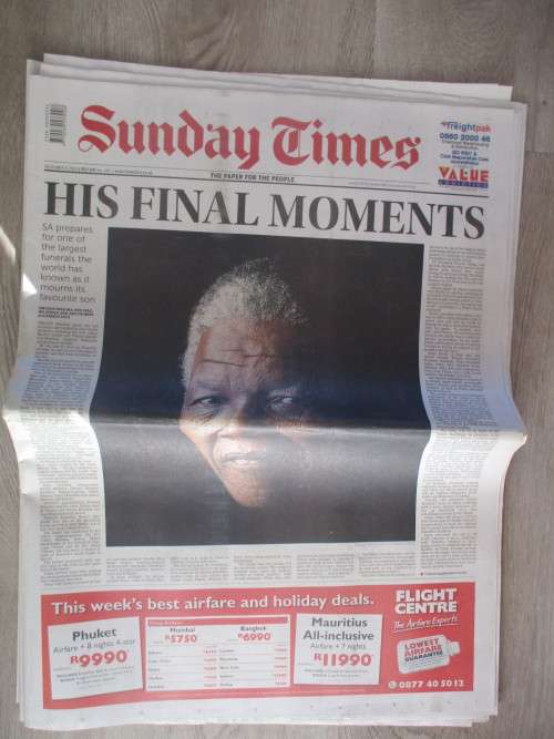 FULL NEWSPAPER MANDELA SUNDAY TIMES HIS FINAL MOMENTS SUNDAY TIMES  2013