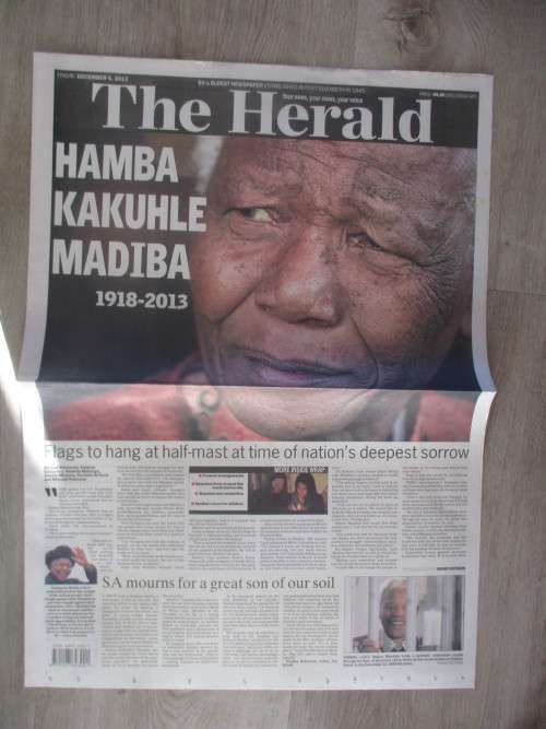 NEWSPAPER INSERT - MANDELA - HAMBA KAKUHLE MADIBA 1918-2013 -THE HERALD
