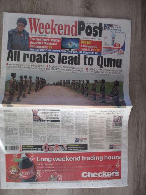 NEWSPAPER MANDELA - WEEKEND POST ALL ROADS LEAD TO QUNU - 2013