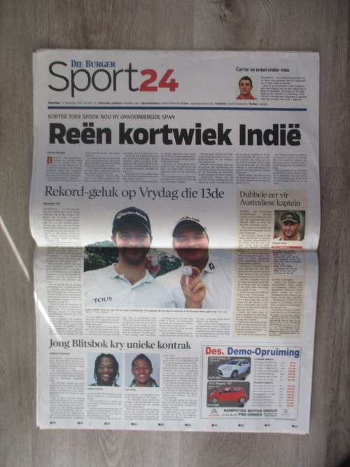 NEWSPAPER INSERT - DIE BURGER - LAASTE REIS BEGIN 2013