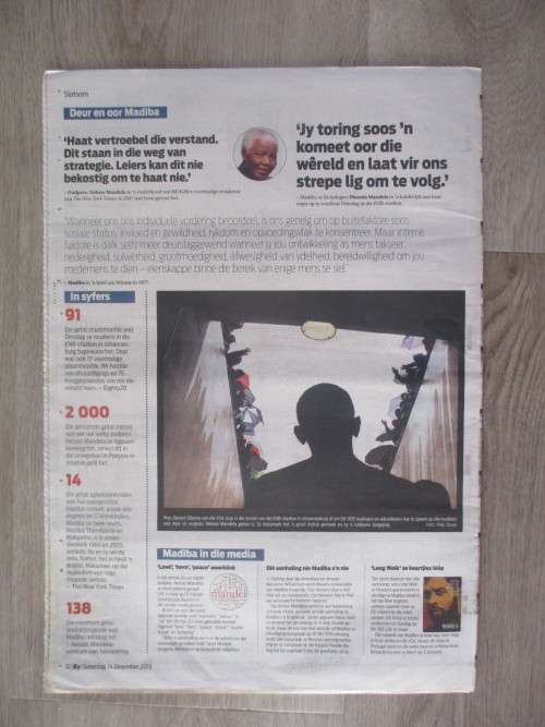 NEWSPAPER INSERT MANDELA - HALALA MADIBA 1918-2013 - DIE BURGER 2013