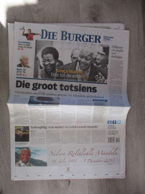 KOERANT DIE BURGER - MANDELA - DIE GROOT TOTSIENS - 2013
