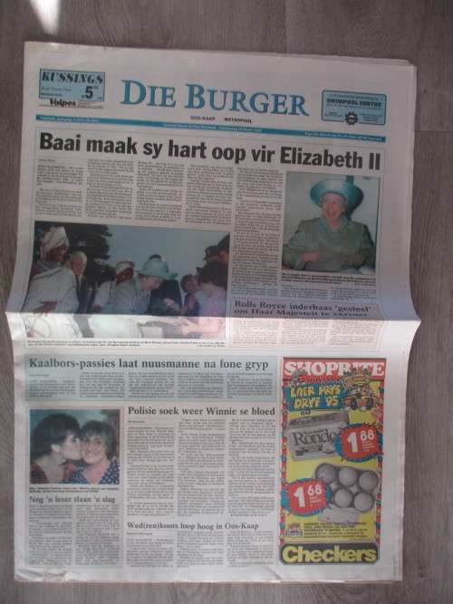 KOERANT DIE BURGER - BAAI MAAK SY HART OOP VIR ELIZABETH II 1995