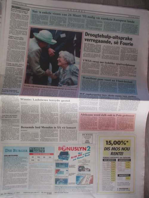 KOERANT DIE BURGER - BAAI MAAK SY HART OOP VIR ELIZABETH II 1995
