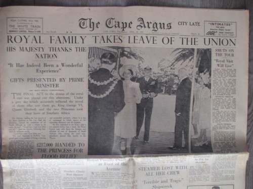 VINTAGE NEWSPAPER - ROYAL FAMILY LEAVES THE UNION - FEATURING SMUTS 1947