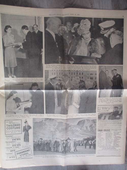 VINTAGE NEWSPAPER - ROYAL FAMILY LEAVES THE UNION - FEATURING SMUTS 1947