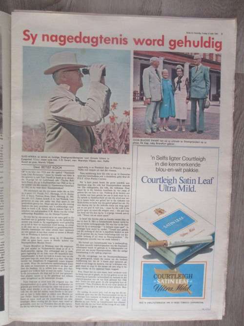 VINTAGE NEWSPAPER - PRES. SWART  OOSTERLIG  1982