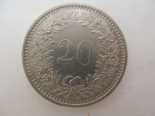 SWITZERLAND - 20 RAPPEN  COIN  - 1988
