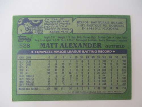 AUTOGRAPHED / SIGNED BASEBALL CARD- MATT ALEXANDER- PIRATES TOPPS CARD