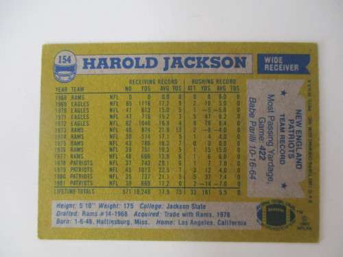 AUTOGRAPHED / SIGNED CARD - HAROLD JACKSON  USA FOOTBALL CARD