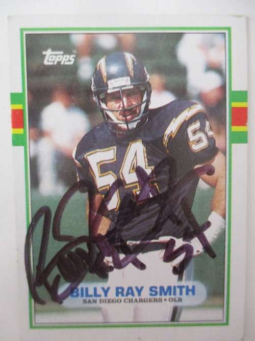 AUTOGRAPHED / SIGNED - BILLY RAY SMITH CHARGERS  SIGNED CARD