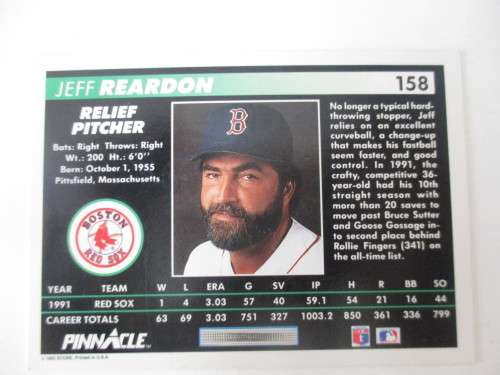 AUTOGRAPHED / SIGNED - BASEBALL CARD RED SOX - JEFF REARDON - SIGNED CARD
