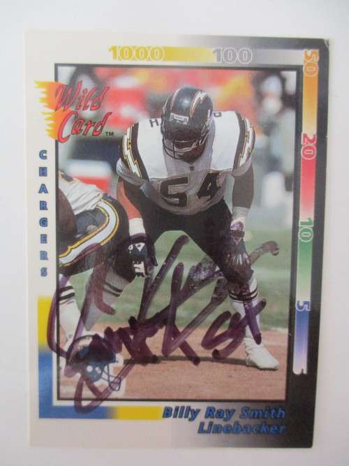 AUTOGRAPHED / SIGNED -  BILLY RAY SMITH -  CHARGERS AMERICAN FOOT BALL CARD