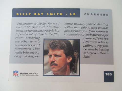 AUTOGRAPHED / SIGNED - BILLY RAY SMITH CHARGERS  SIGNED CARD