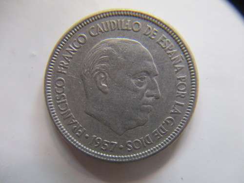 SPAIN 5 PESETAS 1957  LOVELY DETAIL