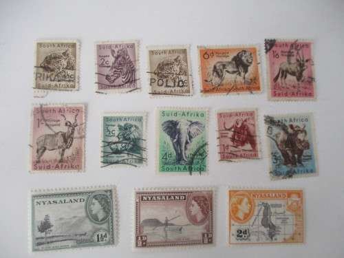 NYASALAND AND PART SET OF WILD LIFE  UNION OF SOUTH AFRICA STAMPS 1954