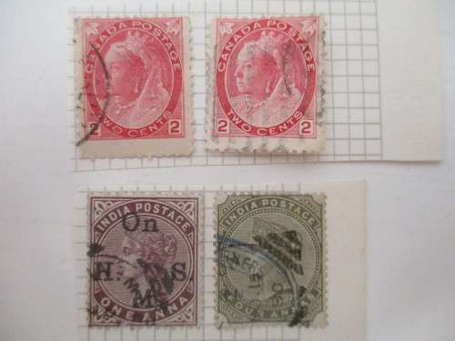 CANADA  AND INDIA QUEEN VICTORIA STAMPS