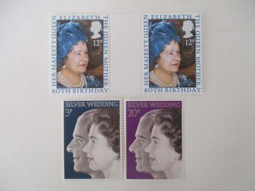 GREAT BRITAIN 4 MINT STAMPS THE QUEEN MOTHER AND SILVER WEDDING