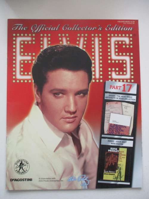 MINI ELVIS POSTER AND 3 ELVIS DOCUMENT REPLICAS  AND MAGAZINE